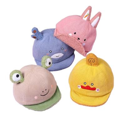 China Eco-freindly Autumn Winter Cartoon Animal Embroidery mixed color children's peaked hat baby sunshade hat for sale