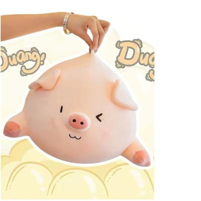 China Soft Cute Chubby Pink Plush Pillow Stuffed Pig Animal Expression Toy for sale