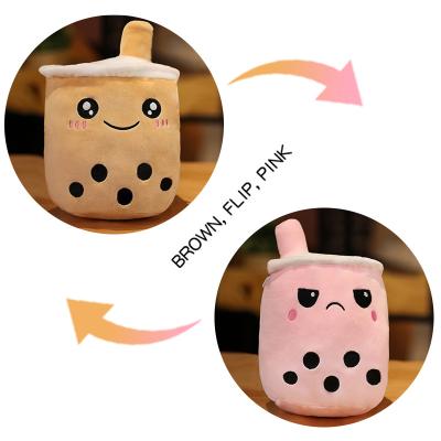 China Reversible Boba Plush Toys Logo Flip Pillow Toy Plush Bubble Plush 2022 Cute Custom Boba Tea Milk Tea Plush Toys for sale