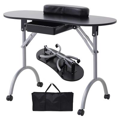 China Portability Beauty Salon Modern Fashionable Folding Nail Table Manicure Table Portable Nail Desk for sale