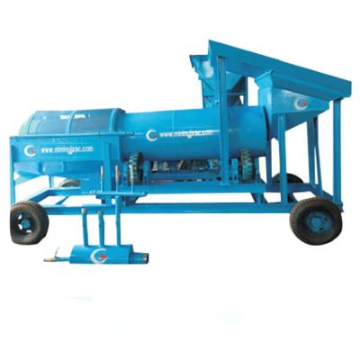 China Ore / portable mobile mineral washing equipment gold trommel washing plant with wheel high performance for sale