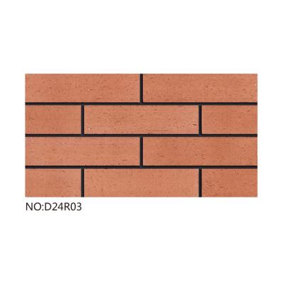 China Slip 24x6cm Classic Brick Museum Brick Exterior Wall Facade Old Rusty Red Thin Clinker Clay Matte Slag Brick for sale