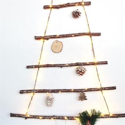 China New Christmas Decoration 2021 Christamas Home Decorations LED Christmas White Lights Warm Trapezoidal Wood Window Wall Pendant for sale