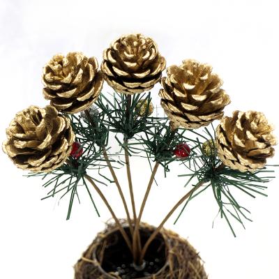 China Pine Wood Exquisite Cone Ornaments Rustic Decorations Thanksgiving Party Christmas for sale