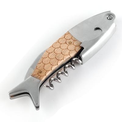 China Promotional Gifts Fish Cork Screw Bottle Stainless Steel Type Corkscrew Wine Opener Servers for sale