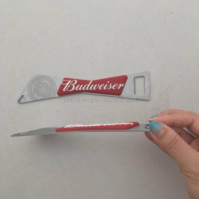 China Metal bottle opener with Budweiser PVC logo for sale