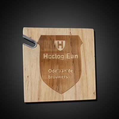 China Viable Square Coaster Wooden Bottle Opener for sale