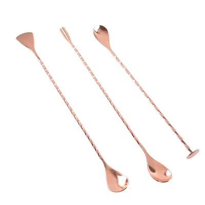 China Sustainable Stainless Steel Rose Gold 10 Inch Cocktail Spoon Tool Bar for sale