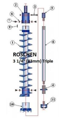 China Triple Key Hollow Stem Auger 3 1/4″ 83mm for sale