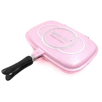 China Multifunctional Pans Double Sided Frying Pan Die-Casting Grill Pan Non-Stick Cast Aluminum 36/40cm Baking Tray Barbecue Gas Cookware for sale