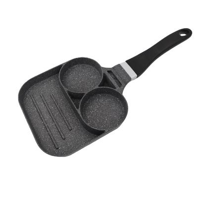 China Baby Cooking Cast Aluminum Two Holes Steak Filter Pan Egg Pots Nonstick Kitchen Gas Cooker Upgraded Design Frying Granite Coating for sale