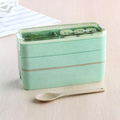 China Straw Dinnerware Food Storage Bento Box Portable Microwave Bowl Wheat Container Heatable Kids School Desk for sale