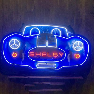 China Buildings OEM factory car garage metal box neon light piping letters neon sign custom logo glass shelby sign for sale