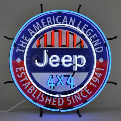 China Vintage JEEP 4X4 Neon Light Buildings Neon Lamp Wall Glass Neon Clock Lead Free Rohs Certificate OEM Factory for sale