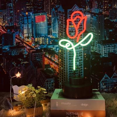 China OEM factory design valentine neon light sculpture residential free custom glass neon light sign glass in gifts rose neon light for sale