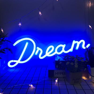 China Residential High Quality Acrylic Sign Blue Dream Letter Led Neon Light Sign Customs Lead Neon Light Sign L for sale