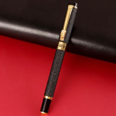 China Promotional Mythological Prize Logo Embossed Luxury Metal Fountain Custom Pen Business Gift Pen Dynamics Chinese Dragon Pen Bib Clip for sale