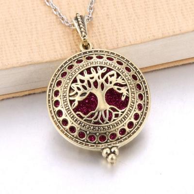 China Hot Selling High Quality Dynamics Stainless Steel Tree of Life Aromatherapy Fragrance Pendant Necklace Essential Oil Open Pendant for sale