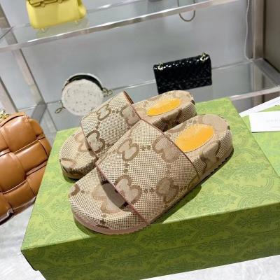 China Good Quality Thick Bottom Famous Brand Women's Slippers Double G Fashion Trend Designer Slippers Sandals With Shoes Box for sale