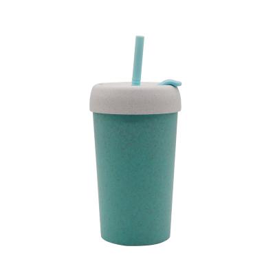 China 380ml Sustainable Biodegradable Wheat Straw Environmental Water Bottle Tumbler with Straw for sale