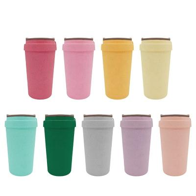 China 2021 New Style 400ml Eco-friendly Plastic Wheat Free Viable Straw Sport Water Bottles for sale