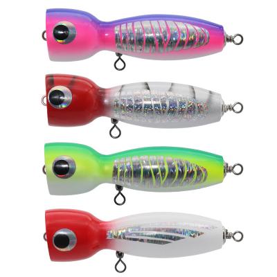 China New Product Wooden Snap 17cm 80g 4 Colors Big Set Fishing Wooden Artificial Lure For Deep Sea Boat Fishing for sale