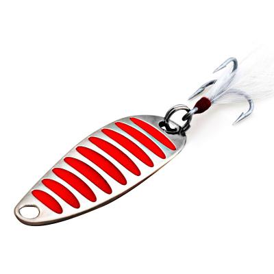 China Metal Fishing Lure Spoon 2g 5g 10g 15g 20g Gold Silver Fish Baits Glitter Pop With Hard Feather Treble Hook Metal Lure for sale