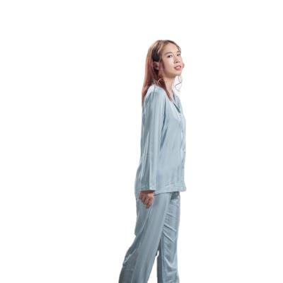 China Women's 100% Silk Satin Breathable Ladies Sleepwear Lounge Sleep Wear Pajamas Home Pajamas Set For Women for sale