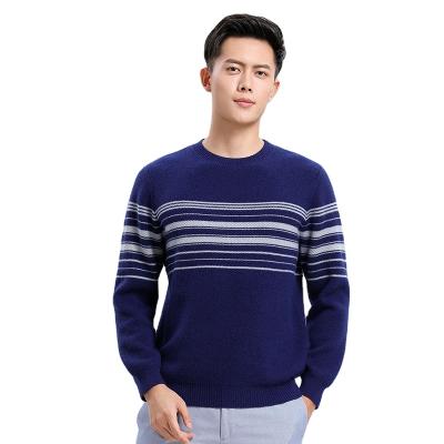 China Anti-wrinkle 100% cashmere sweaters fashion casual spring and autumn striped men's cashmere sweater for sale