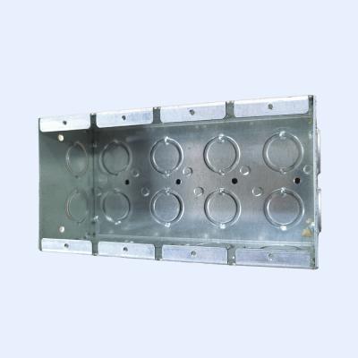 China 4 Gang Masonry Box & Cover 1.60MM Steel Zinc Plated Thickness Universal Knockouts 1/2