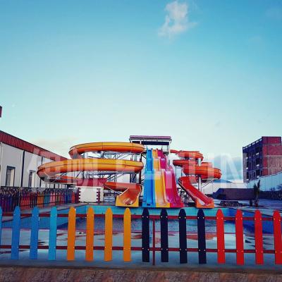 China Aqua Park Fiberglass Water Slide Splash Pad Equipment Algeria Project / Aqua Park for sale