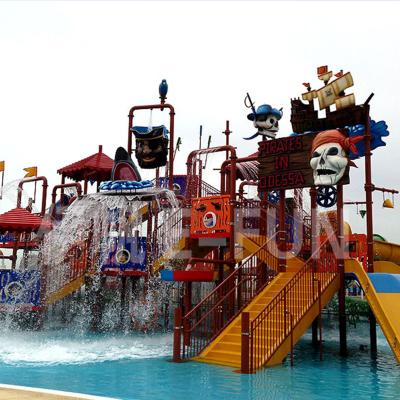 China Fun Pirate Theme Water Play Equipment Water Park Playground Pour Bucket Slide Body: 6-8mm; Flange: 8-10mm outside equipment NC; GUA for sale