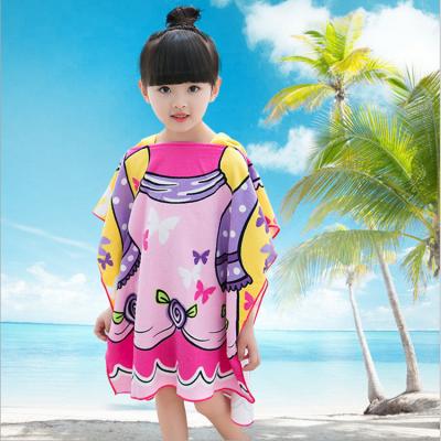 China QUICK DRY Microfiber Poncho Hooded Beach Towels For Kids for sale