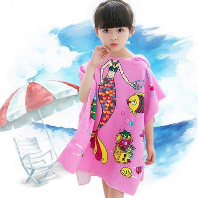 China 100%Polyester 60x120cm Sustainable Unisex Beach Towel Poncho Hooded Towel for sale