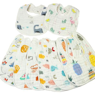 China Antibacterial Muslin Cotton 8layer Baby Bibs Organic U Shaped Bandana Bibs for sale