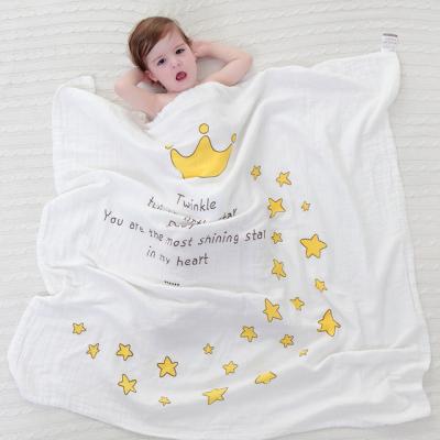 China Custom Printing 100 Cotton Baby Muslin Blanket Anti-pilling Wrap for sale