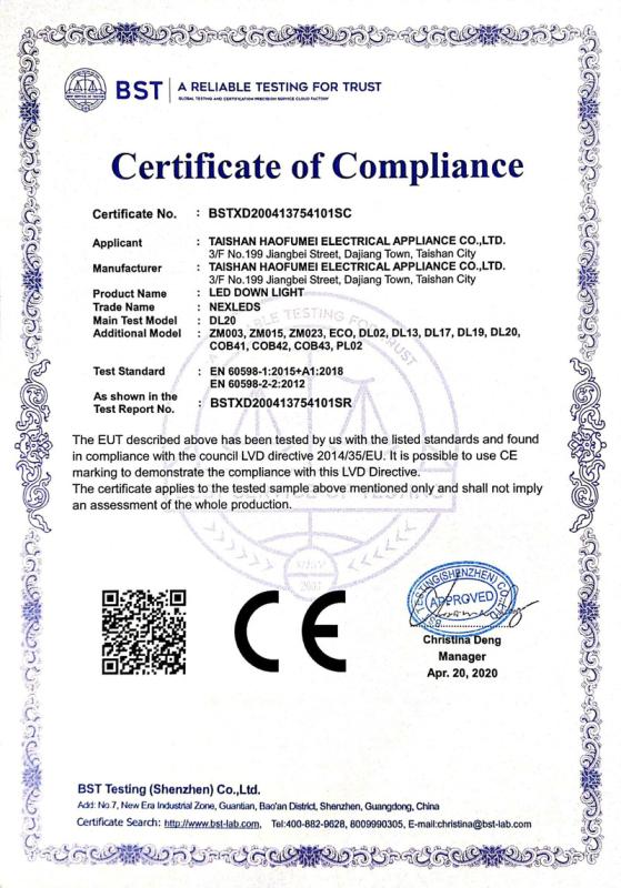 CE - Taishan Haofumei Electrical Appliance Co., Ltd.