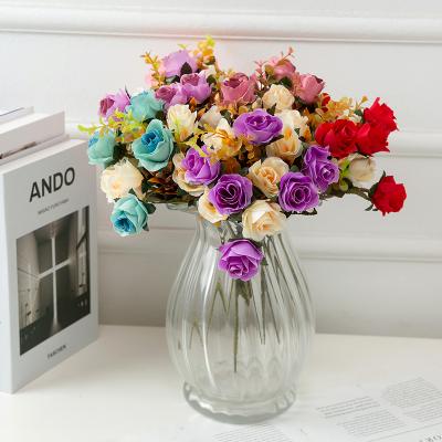 China Genuine European and American Rose Small Bouquet fashion double color of artificial flowers home decoration and wedding decoration for sale