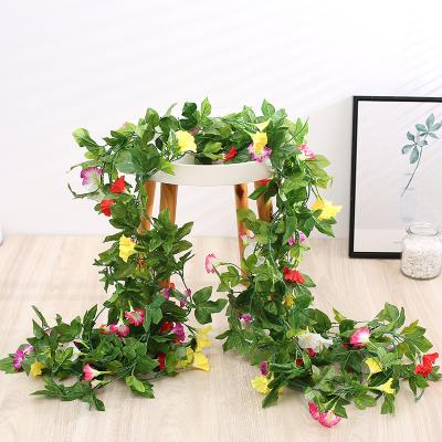 China Real Morning Glory Vine Home Decoration Ivy Simulation Flower Artificial Ivy For Garden Ornament Wall for sale