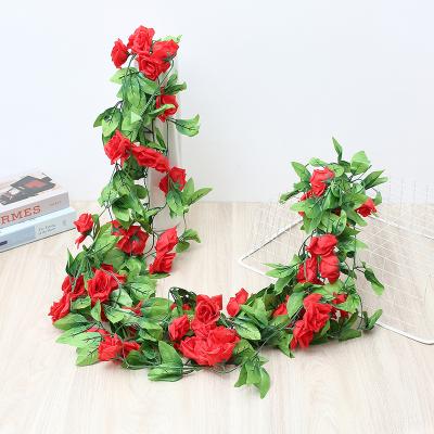 China Genuine Amazon Hit Silk Artificial Flower For Home Decor Rose Vine Rattan Decorative Flowers Wall Wedding Decor Flower for sale