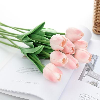 China 1PCS PU Decoration Tulip Real Touch Artificial Flower Real Material Wedding Decoration Home Flower for sale