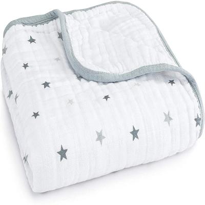 China Portable Custom 100%Organic Cotton Soft Baby Muslin Wrap Newborn Blanket For Toddler Stroller for sale