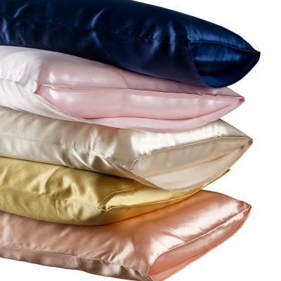 China Custom Wholesale 100% Pure Colored Closure Envelope Mulberry Anti-pilling Pure Silk Pillowcase Crease Proof for sale