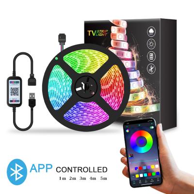 China Warehouse 5050 RGB USB Tooth Connection App Control Blue RGB Led Strip Light & 2&3 Pins Plug Style for sale