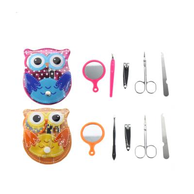 China Owl Mirror Nail Clippers Tweezers Nail File Manicure Pedicure Set Include PVC 5pcs/set 2 kinds Sissor for sale