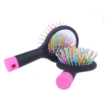 China Wholesale plastic home/travel/hotel/salon rainbow hair brush with mirror/magic rainbow hair comb for sale