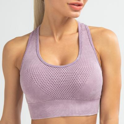 China Breathable Custom Logo Seamless Sports Yoga Bra Gym Yoga Running Top For Ladies for sale