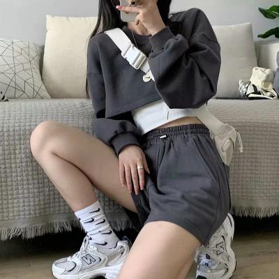 China Amazon Factory Anti-Shrink 2022 Hot Selling Ladies Loose Pullover Cotton Blank Oversized Crop Top Women's Hoodie for sale