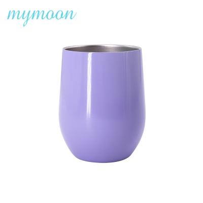 China 12oz Egg Sublimation Tumbler Shape Wine Double Viable Wall Vacuum Insulated Mug With Tumbler Lid Stainless Steel Wine Mugs for sale