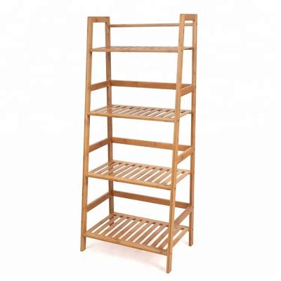 China Eco-friendly CLASSIC 4 Tier Restaurant Living Room Bamboo Wooden Shelf for sale